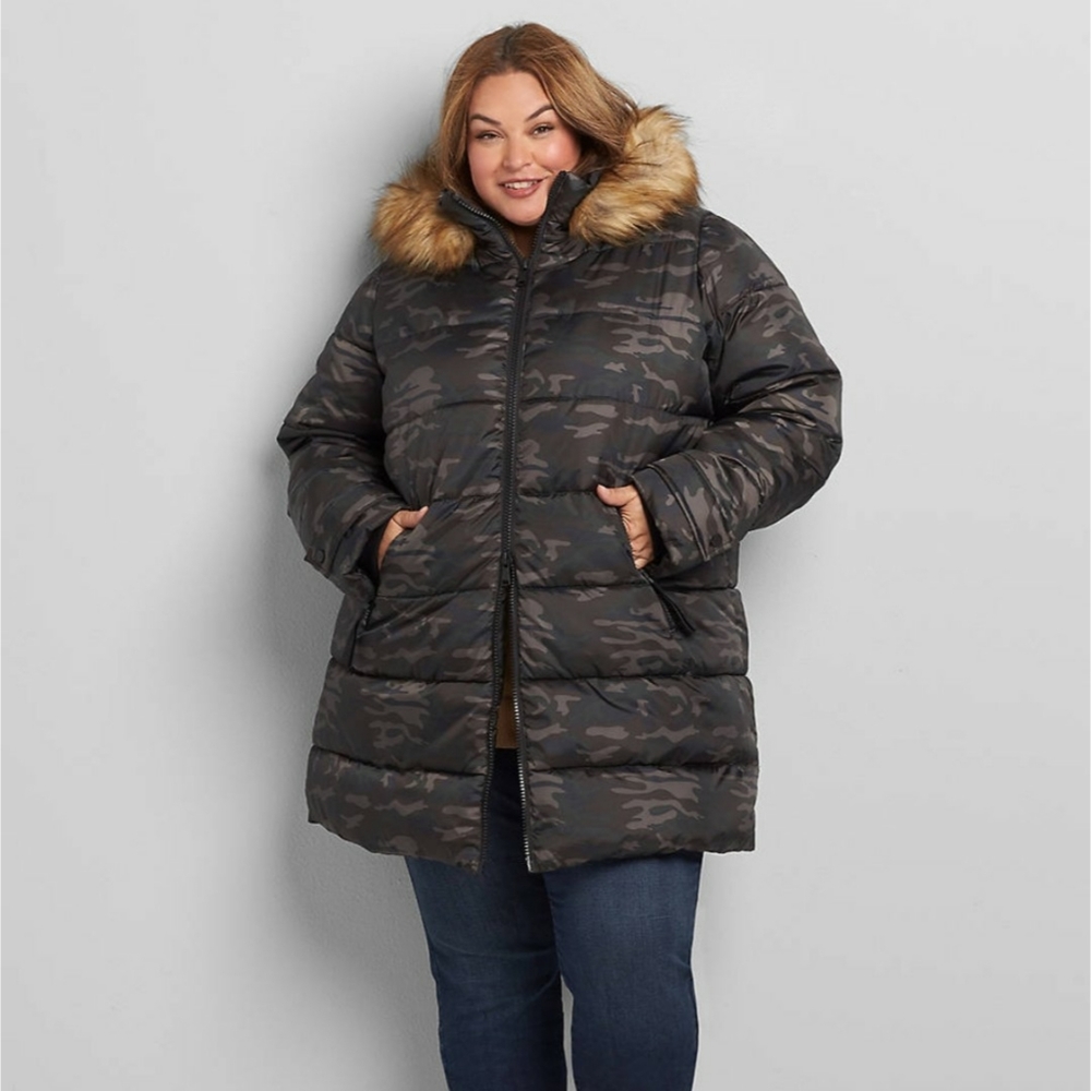 Lane Bryant Army Fatigue Puffer Coat